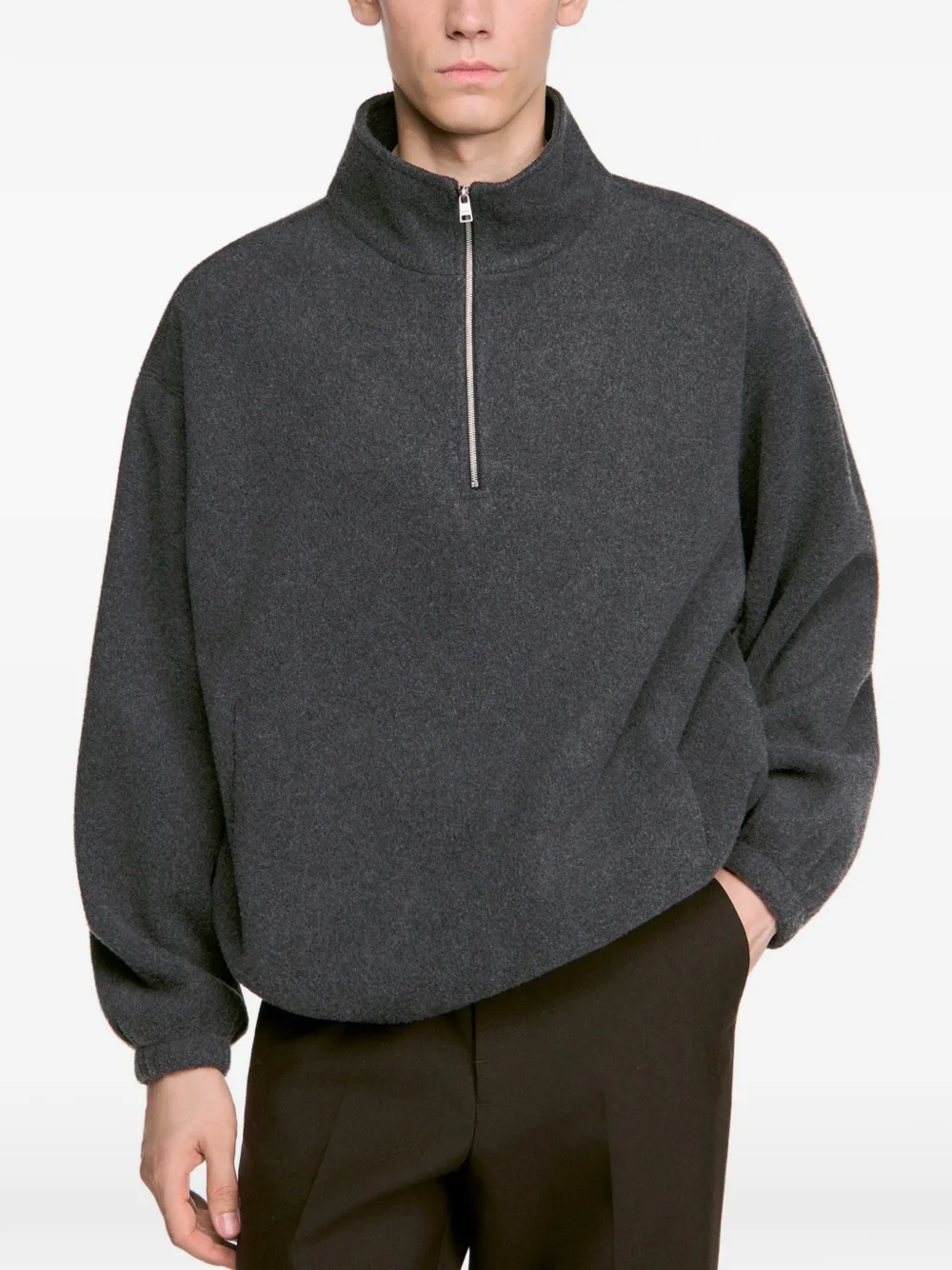 SANDRO Sweater met opstaande kraag en rits Grijs