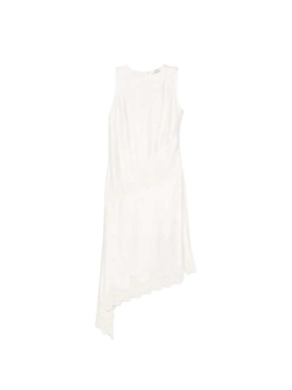 SANDRO lace-trim asymmetric midi dress - Toni neutri
