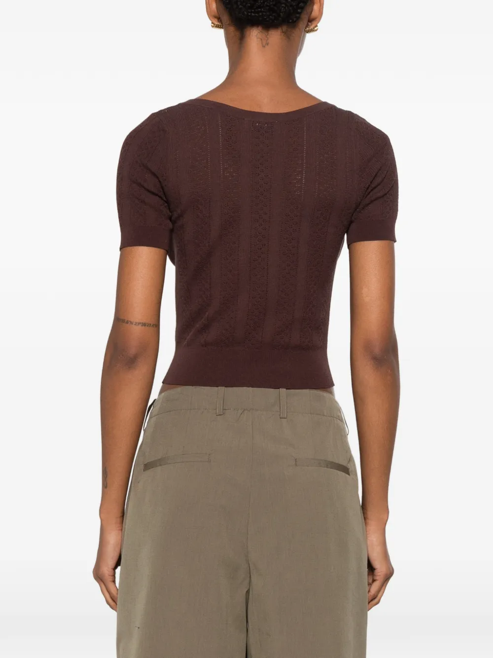 SANDRO Gebreid vest met strikdetail Bruin