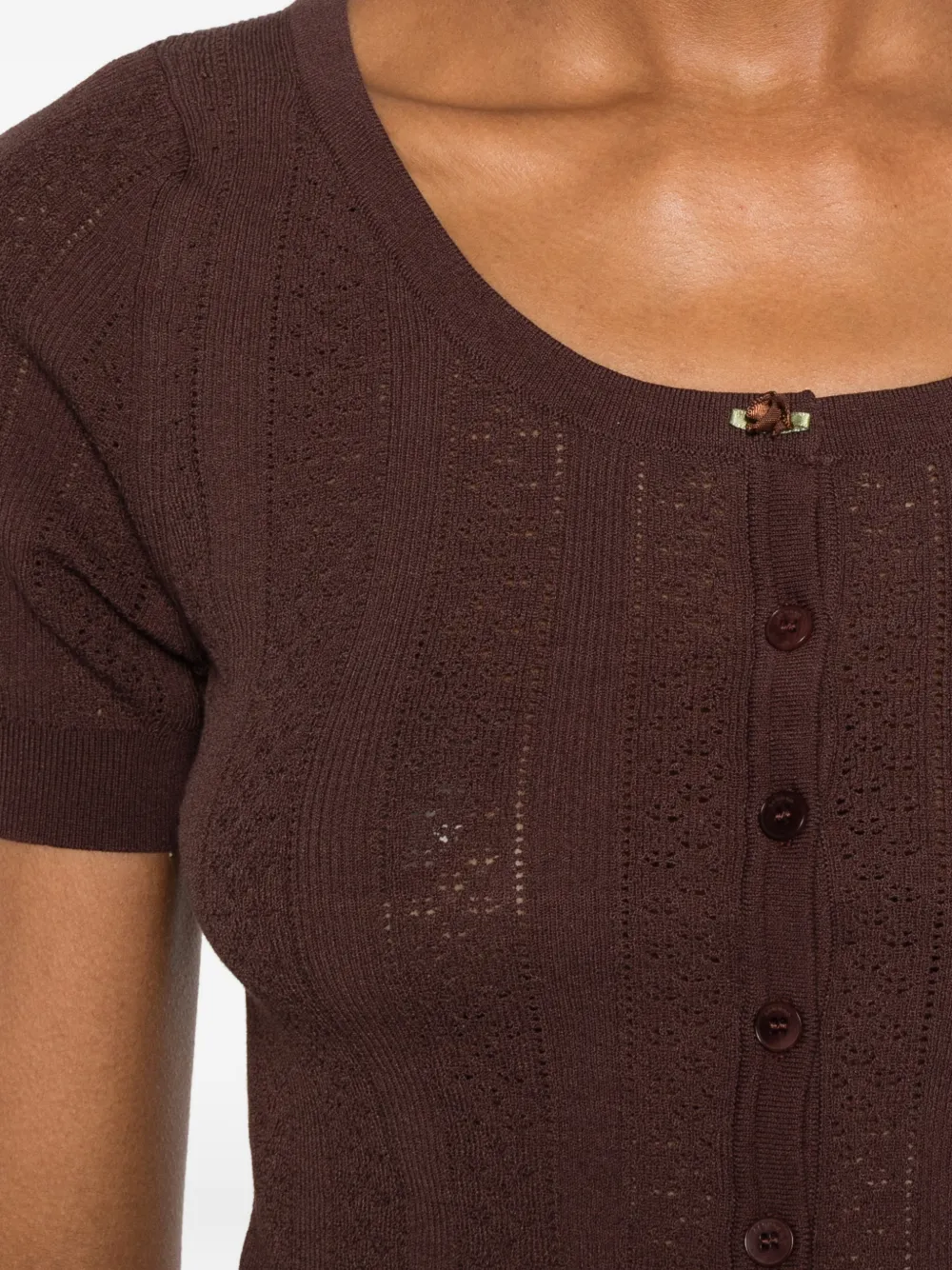 SANDRO Gebreid vest met strikdetail Bruin