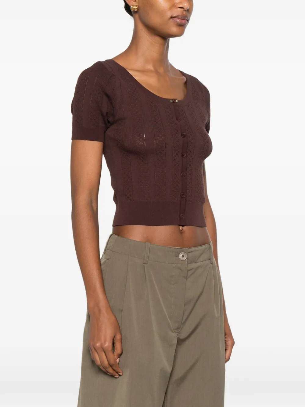 SANDRO Gebreid vest met strikdetail Bruin