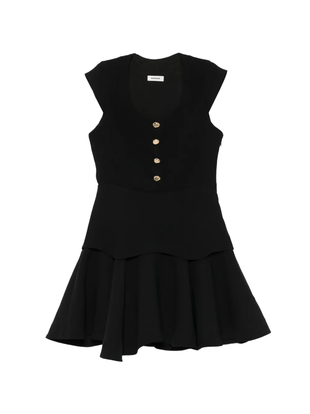 Sandro Button-embellished Mini Dress In Black