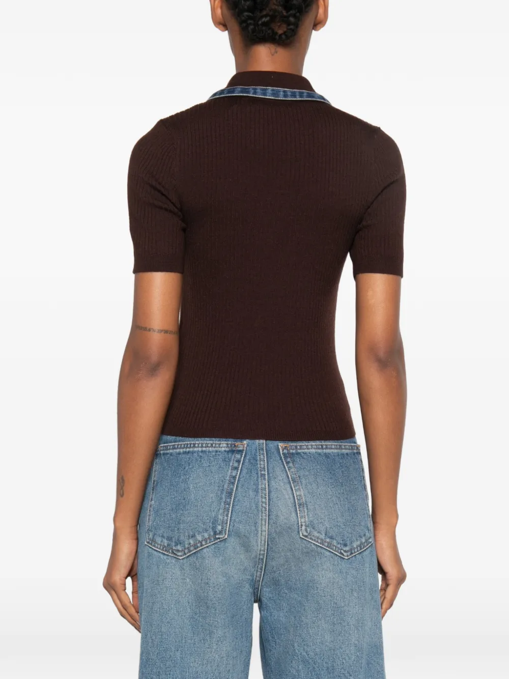 SANDRO Ribgebreide polotop Bruin