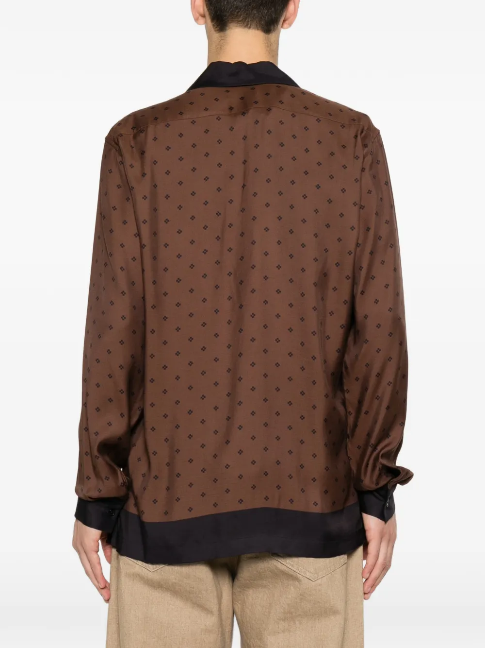 SANDRO Overhemd met monogram-print en haaienkraag Bruin