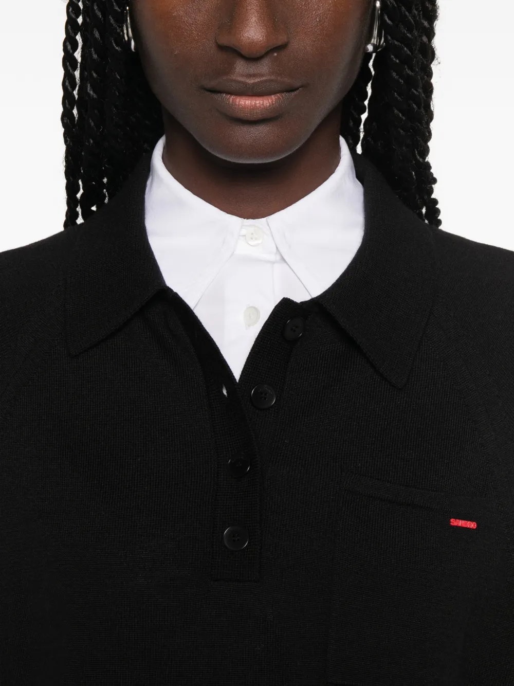 SANDRO Polotop met logopatch Zwart