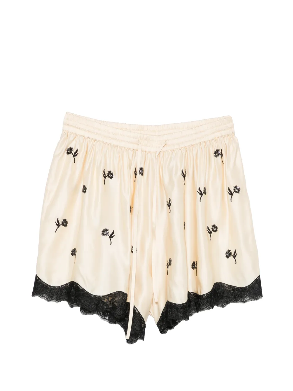 SANDRO embroidered lace-trim shorts - Yellow