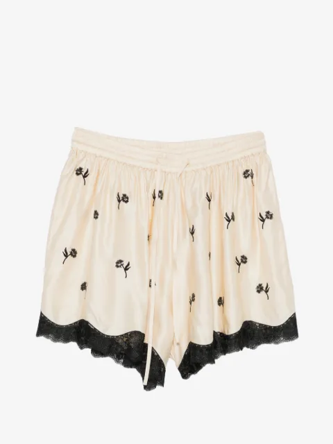 SANDRO shorts bordados con ribete de encaje
