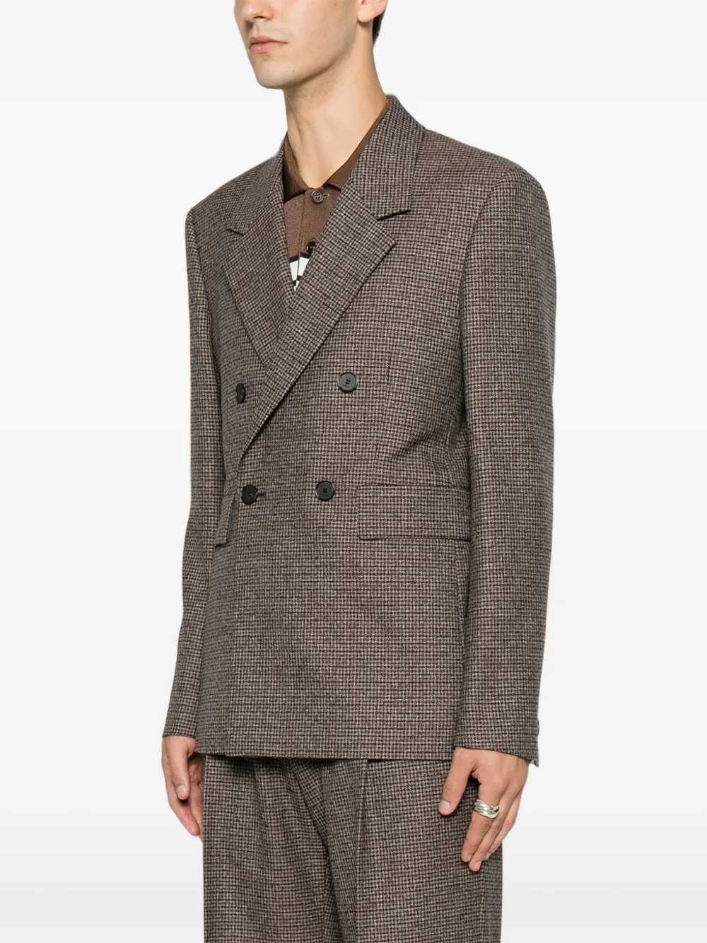 SANDRO Blazer met pied-de-poule print Bruin