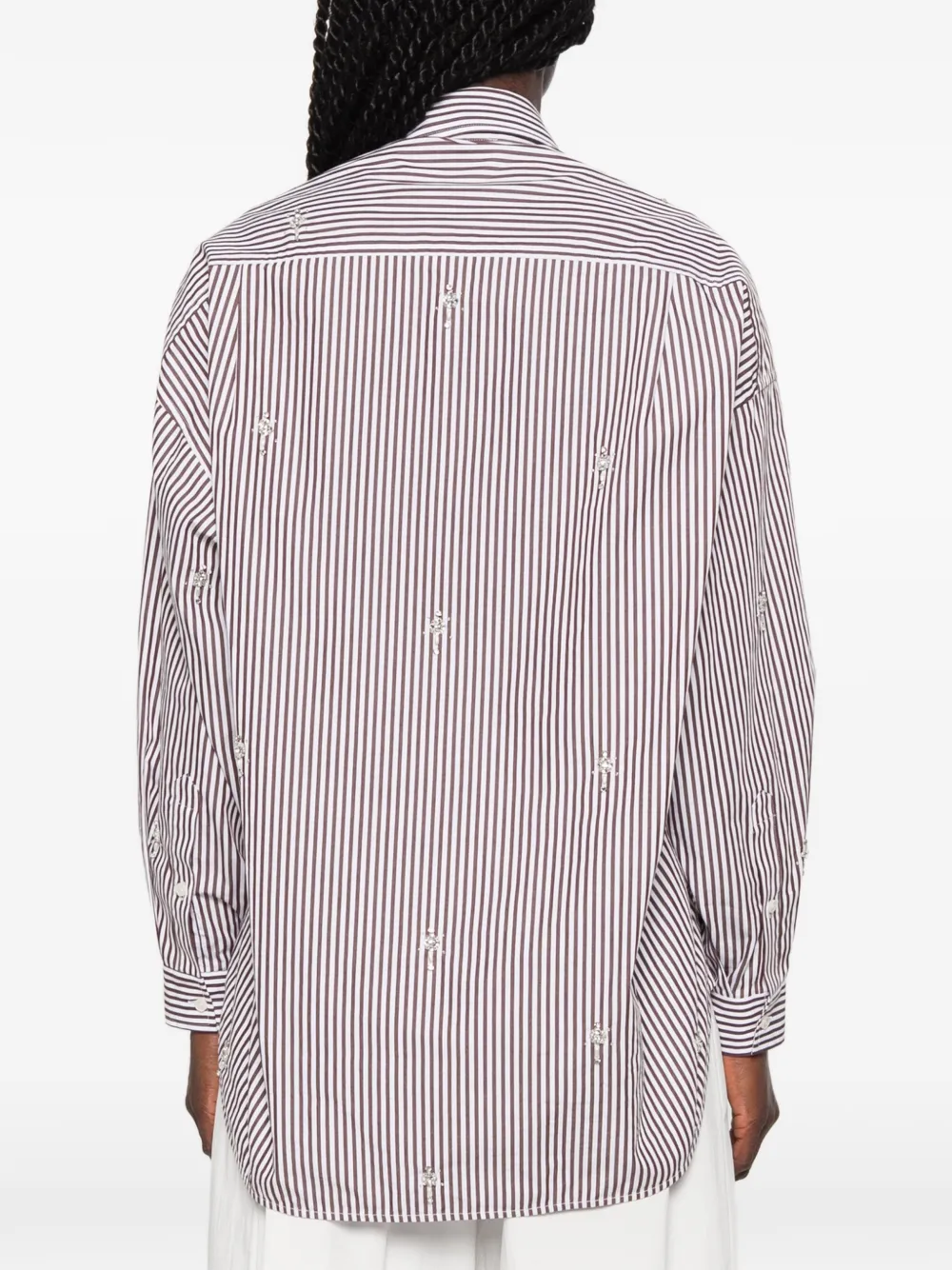 SANDRO Oversized blouse met stras en strepen Bruin