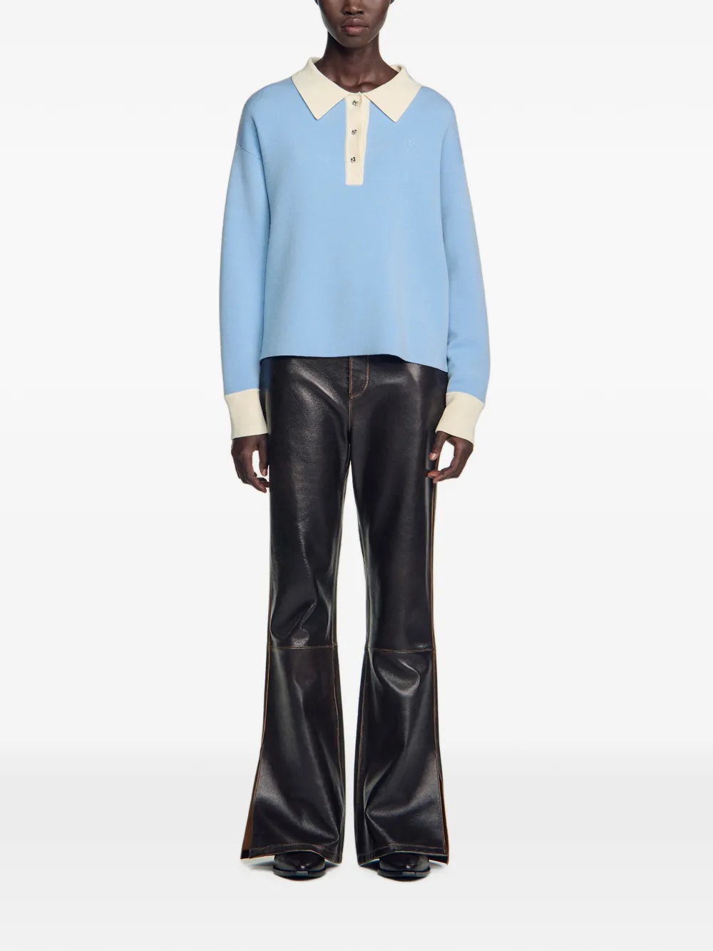 SANDRO Polotop met polokraag en knopen Blauw