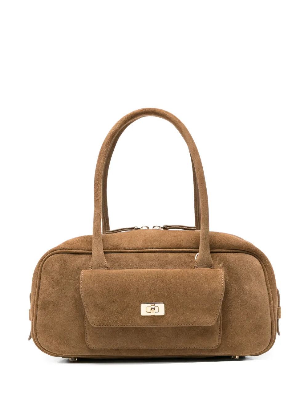 SANDRO top zip fastening shoulder bag - Neutrals