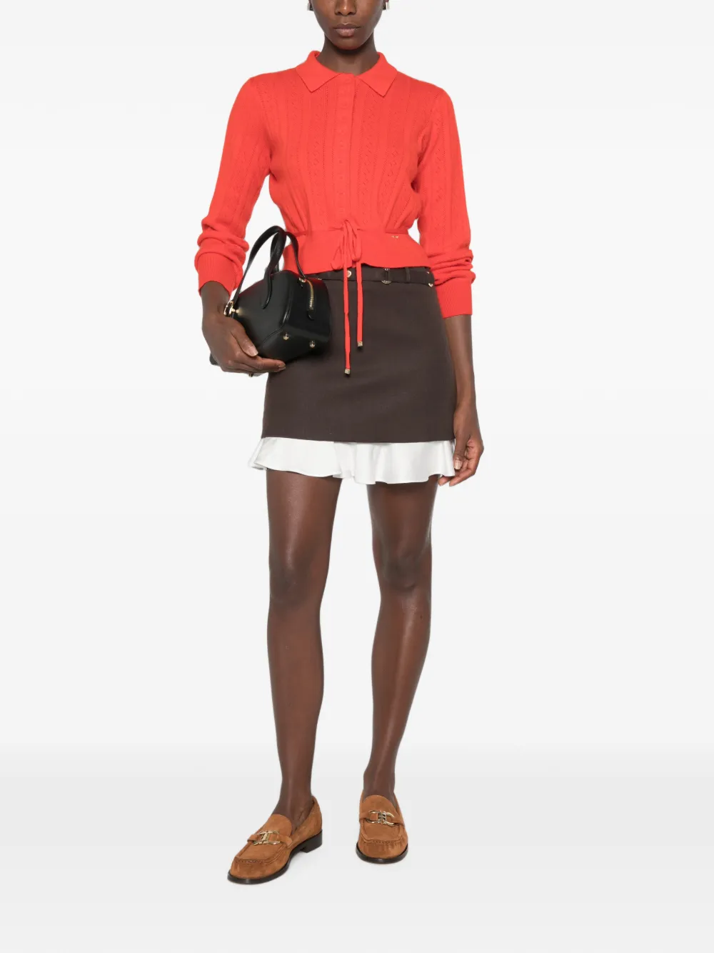 SANDRO Pointelle gebreid vest Rood