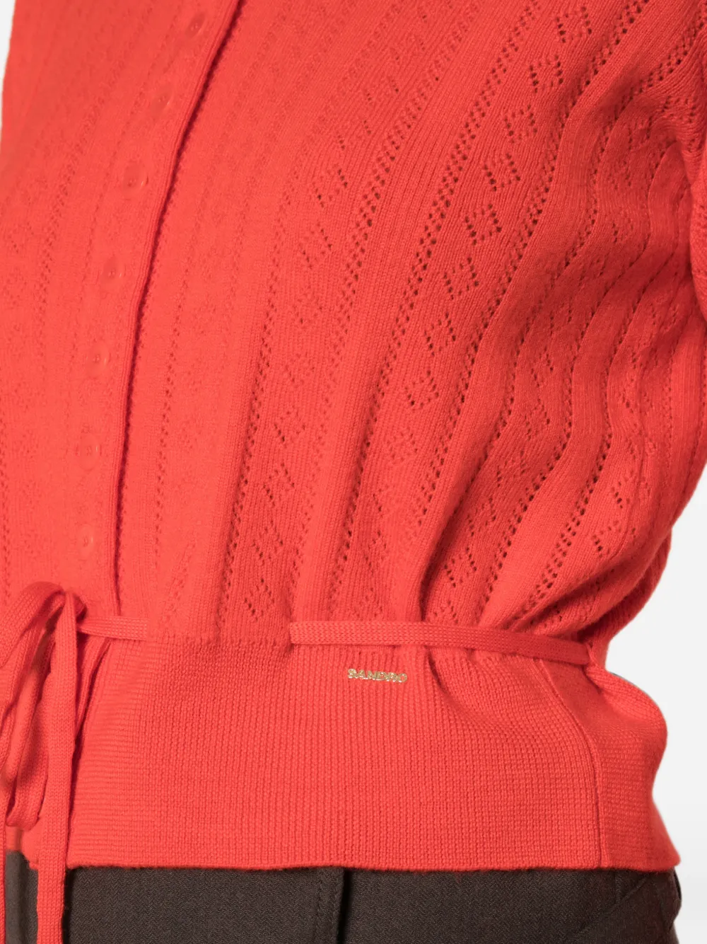 SANDRO Pointelle gebreid vest Rood
