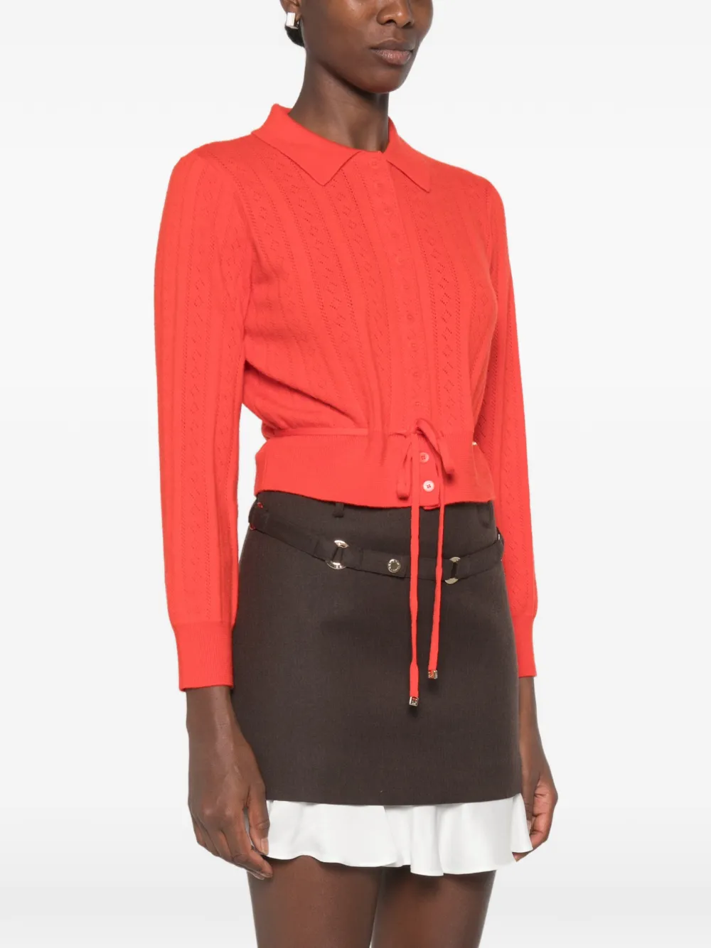 SANDRO Pointelle gebreid vest Rood