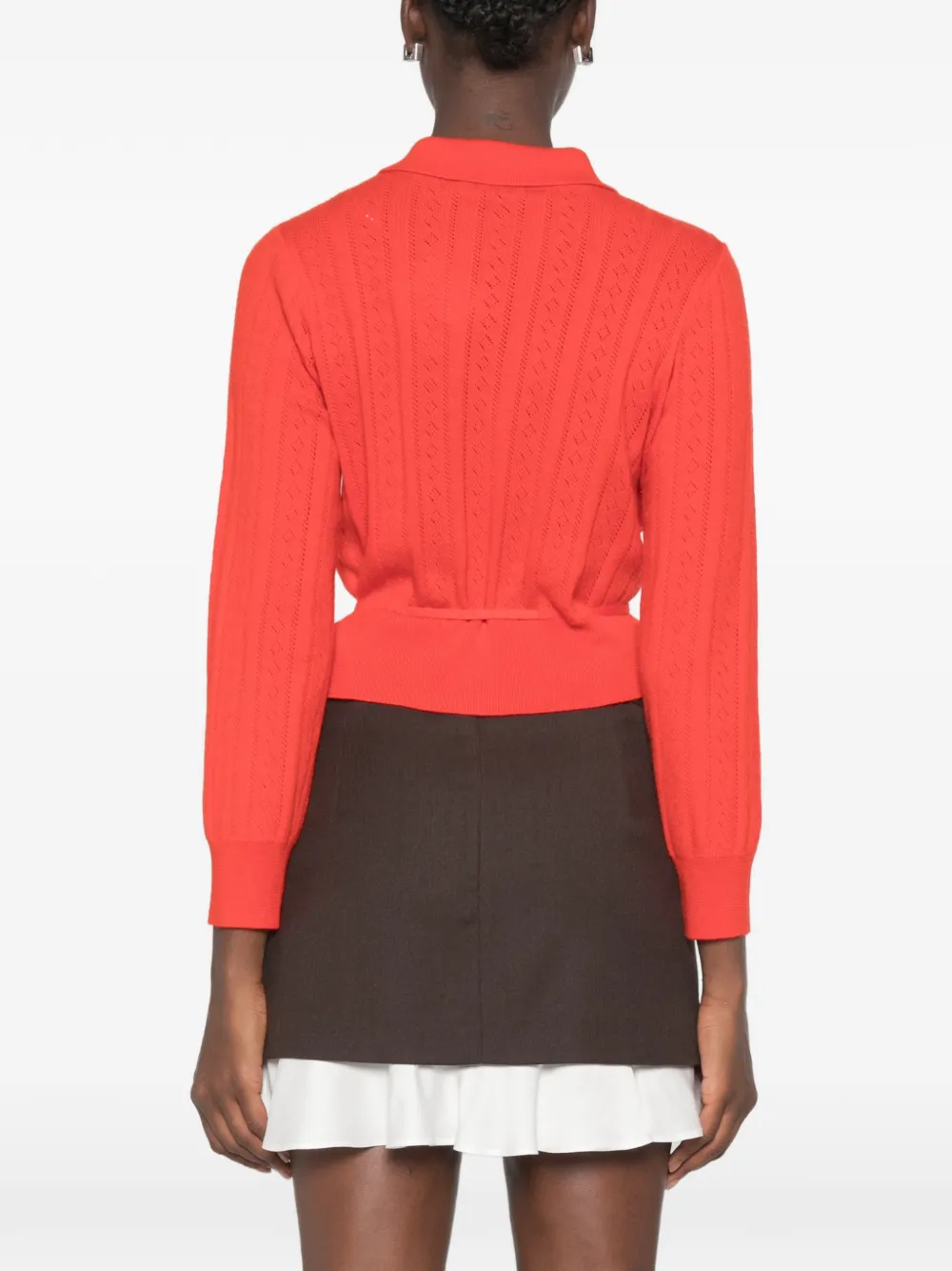 SANDRO Pointelle gebreid vest Rood