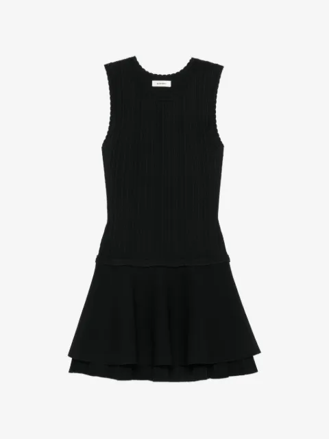 SANDRO vestido tejido de canalé con volantes