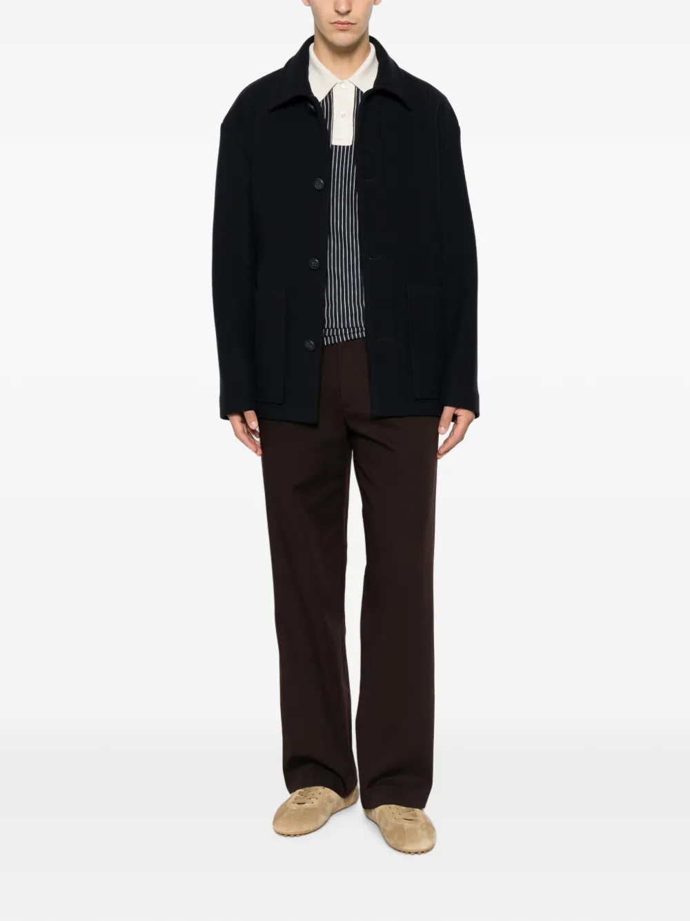 SANDRO Jack met knoopsluiting en vleugelkraag Blauw