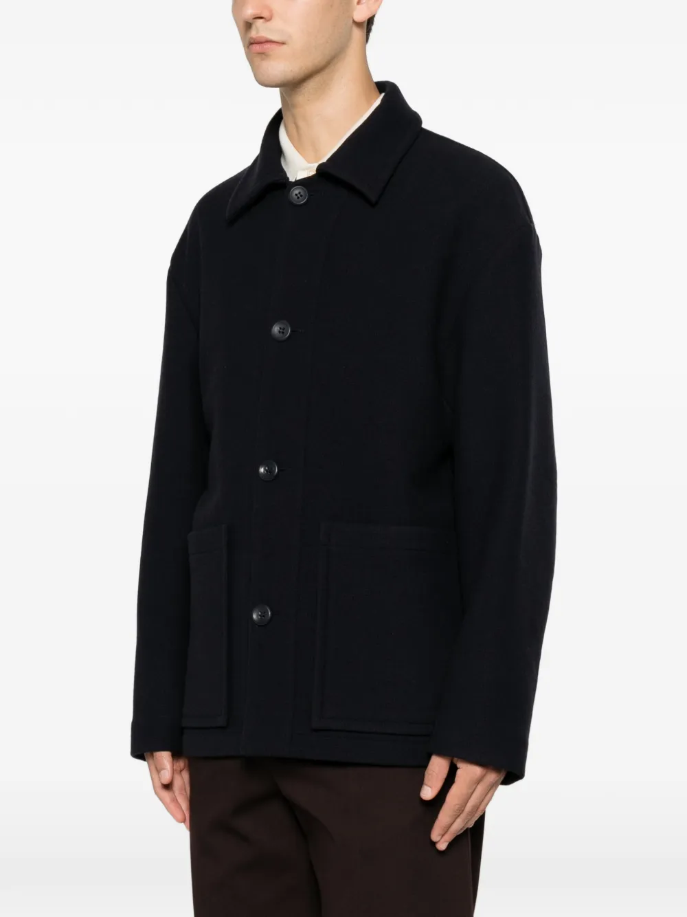 SANDRO Jack met knoopsluiting en vleugelkraag Blauw