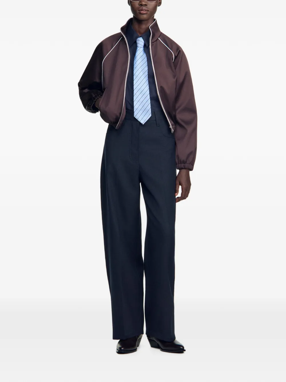 SANDRO High-waist palazzo broek met wijde pijpen Blauw
