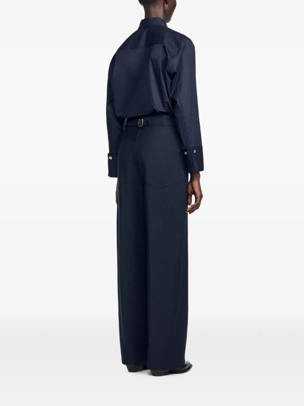 SANDRO High-waist palazzo broek met wijde pijpen Blauw