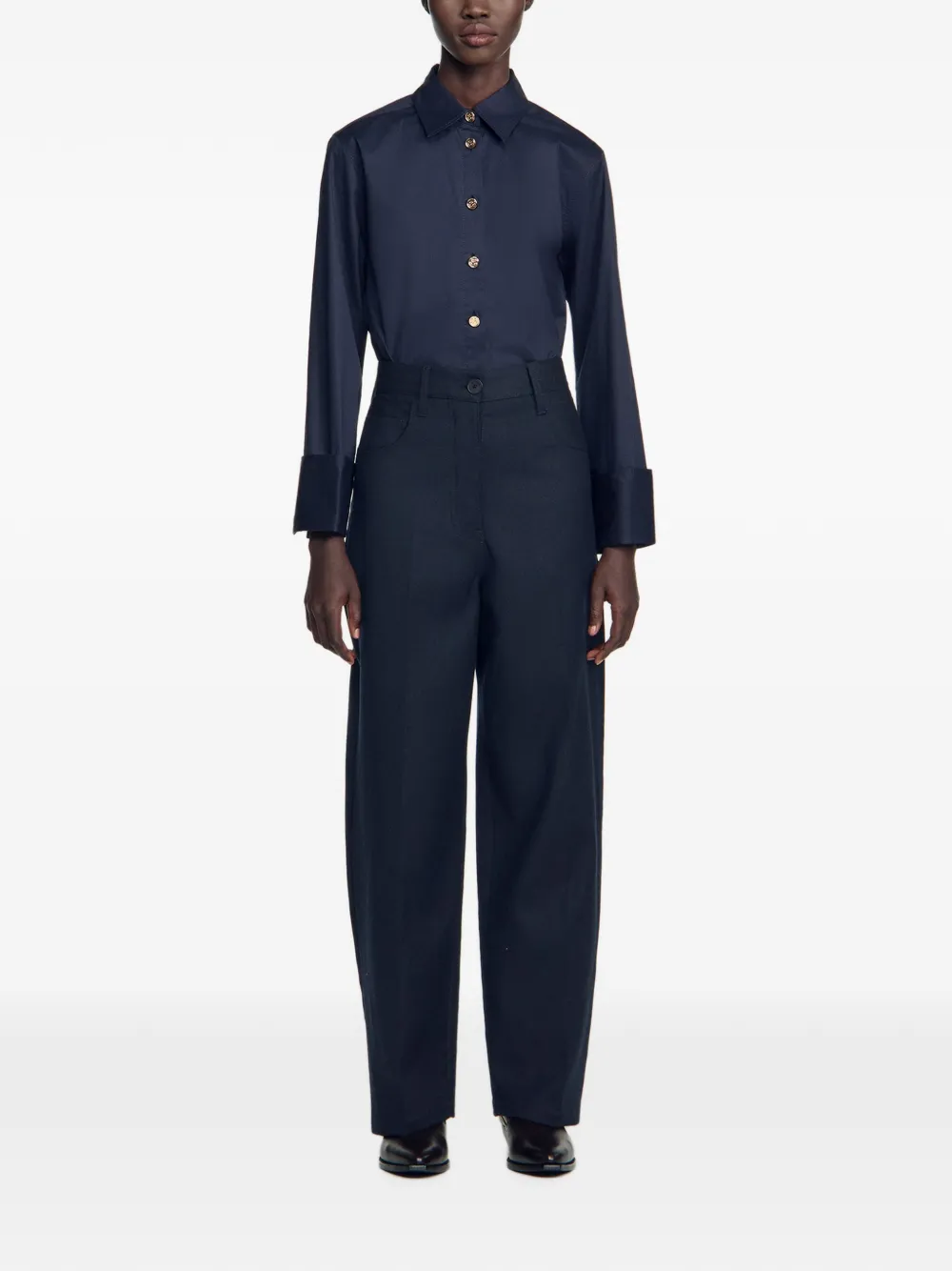 SANDRO High-waist palazzo broek met wijde pijpen Blauw
