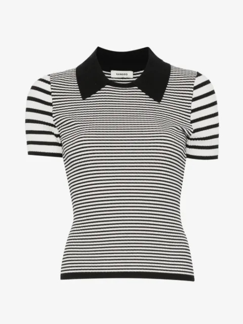 SANDRO striped shirt-collar top