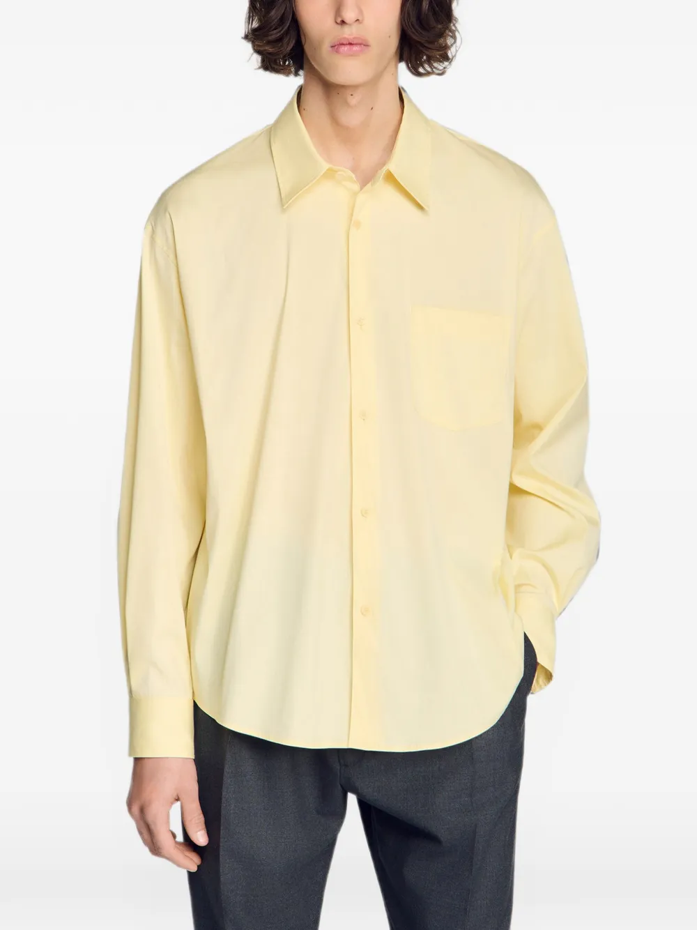 SANDRO blouse met borstzak Geel