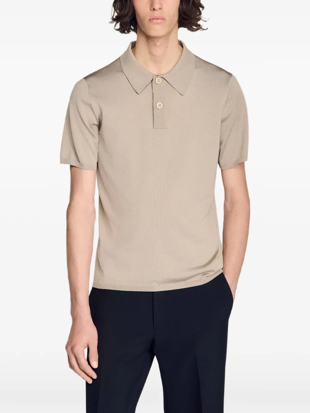 SANDRO Poloshirt met korte mouwen Beige