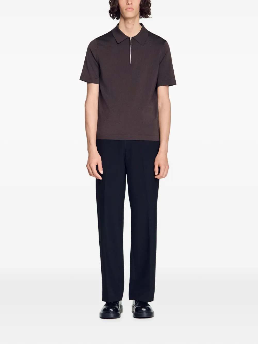 SANDRO Poloshirt met rits Bruin
