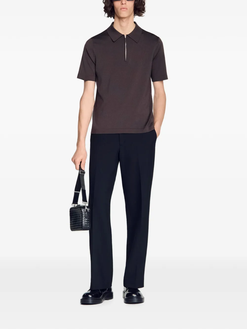 SANDRO Poloshirt met rits Bruin