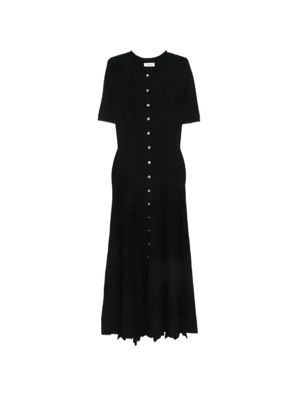sandro ribbed knit dress Sandro Alexandrine Ribbed Knit Button Front Midi Dress in Black