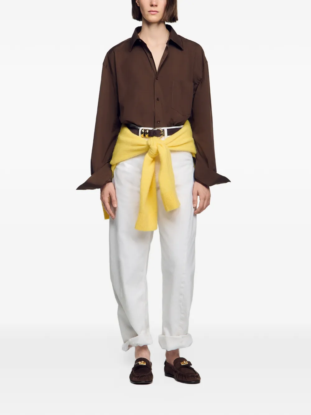 SANDRO blouse met borstzak Bruin
