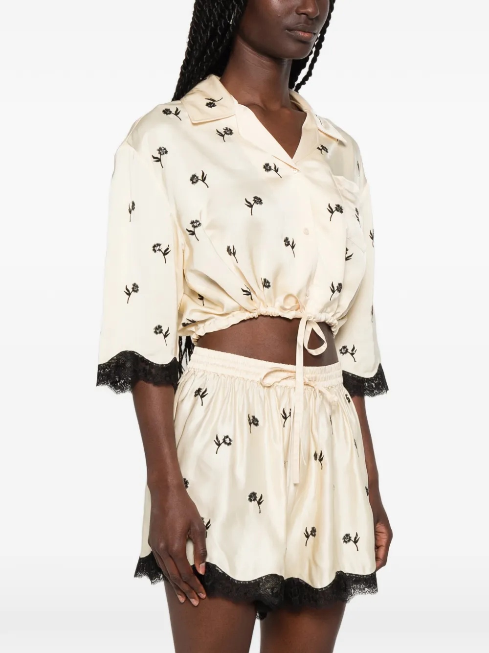SANDRO Blouse met geborduurde bloemen Geel