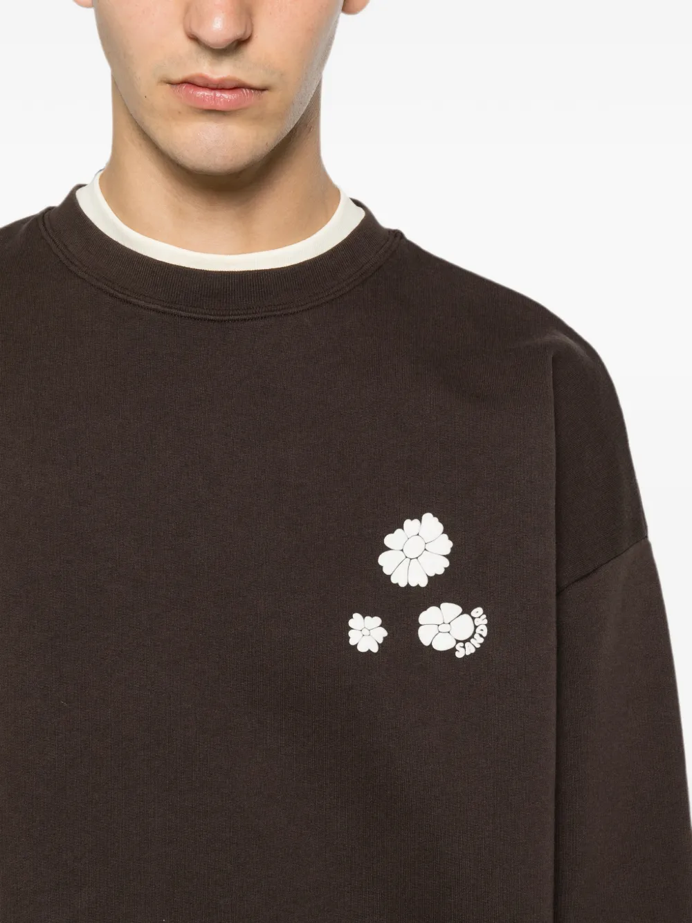 SANDRO Sweater met bloemdetail Bruin
