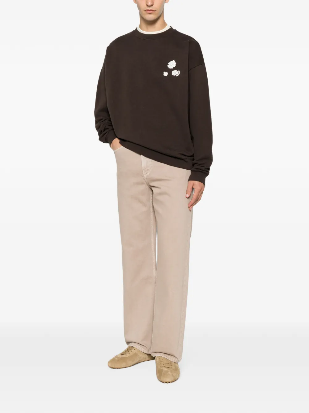 SANDRO Sweater met bloemdetail Bruin