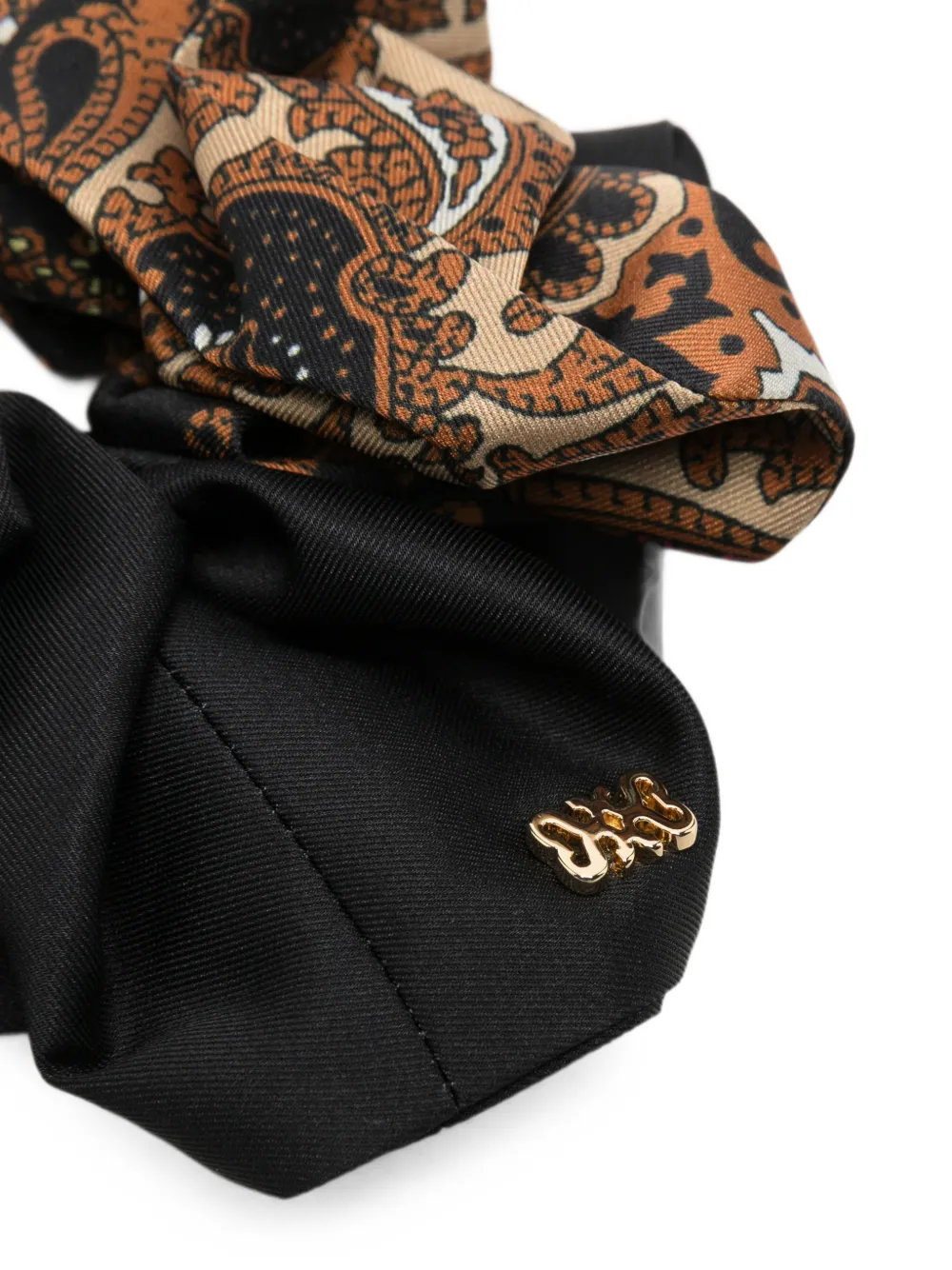 SANDRO Scrunchie met paisley-print en logoplakkaat Zwart
