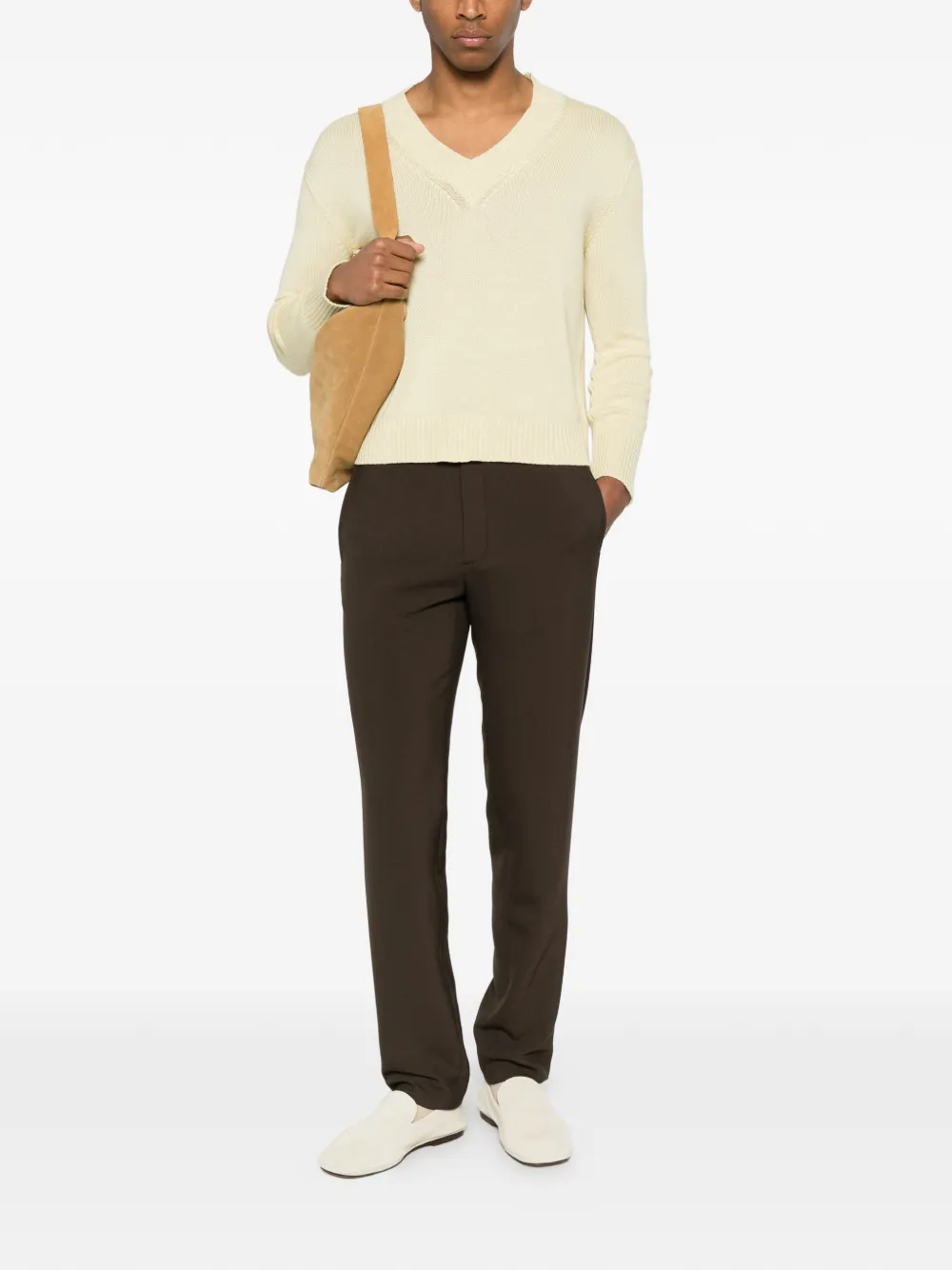 SANDRO Jeans met monogram-print Bruin