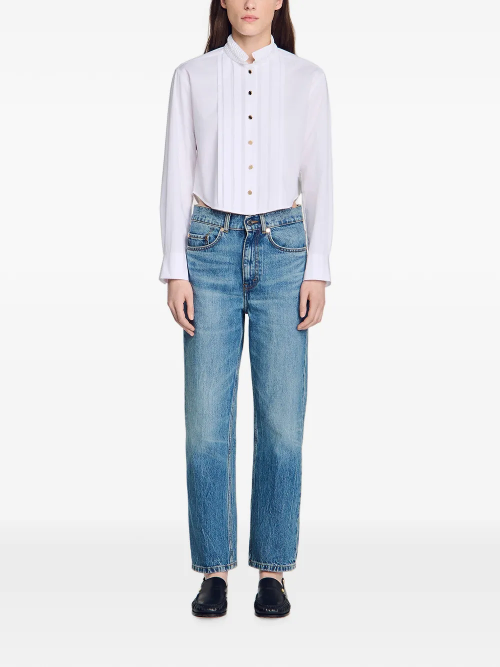 SANDRO Blouse met ruchekraag Wit