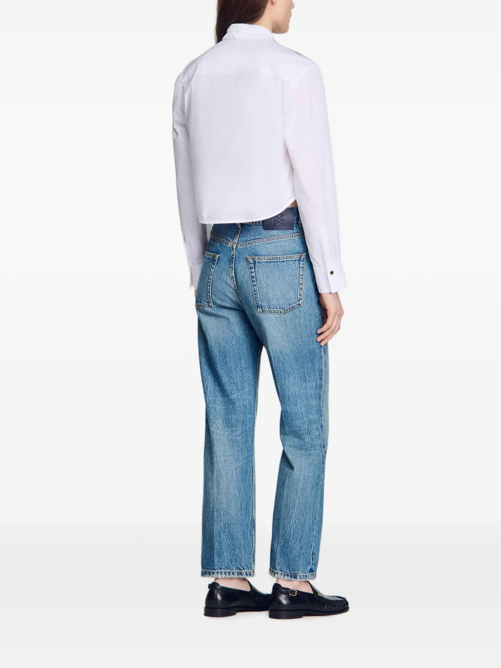 SANDRO Blouse met ruchekraag Wit