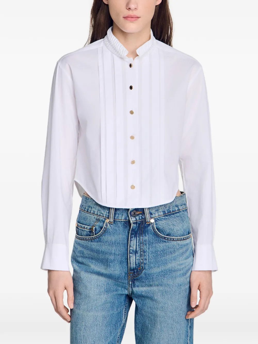 SANDRO Blouse met ruchekraag Wit