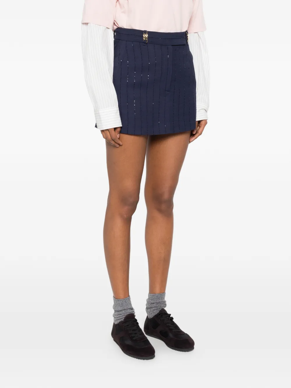  Sandro Shorts Con Lentejuelas - Azul 