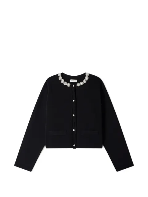 SANDRO faux-pearl embellished cropped cardigan