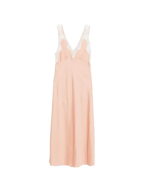 SANDRO lace-trim rhinestone-embellished midi dress