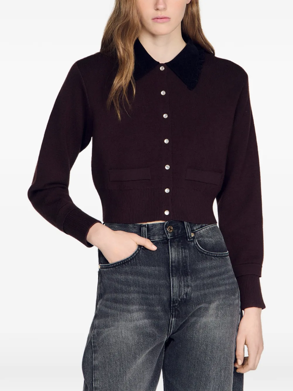 SANDRO Cropped vest Paars