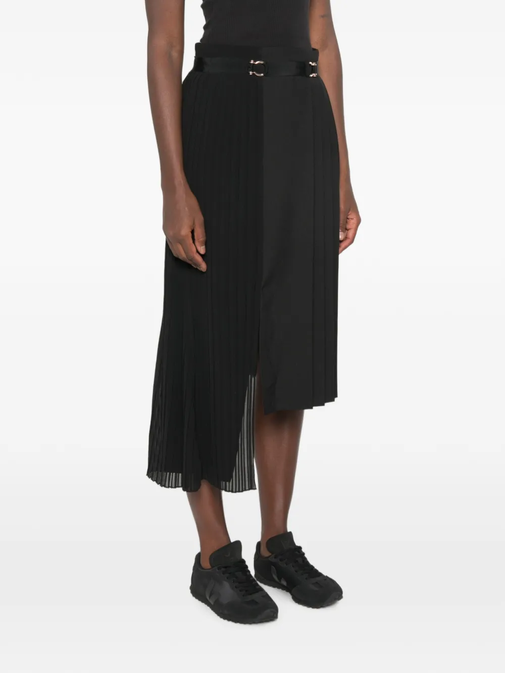 SANDRO Asymmetrische maxi-rok met plooien Zwart