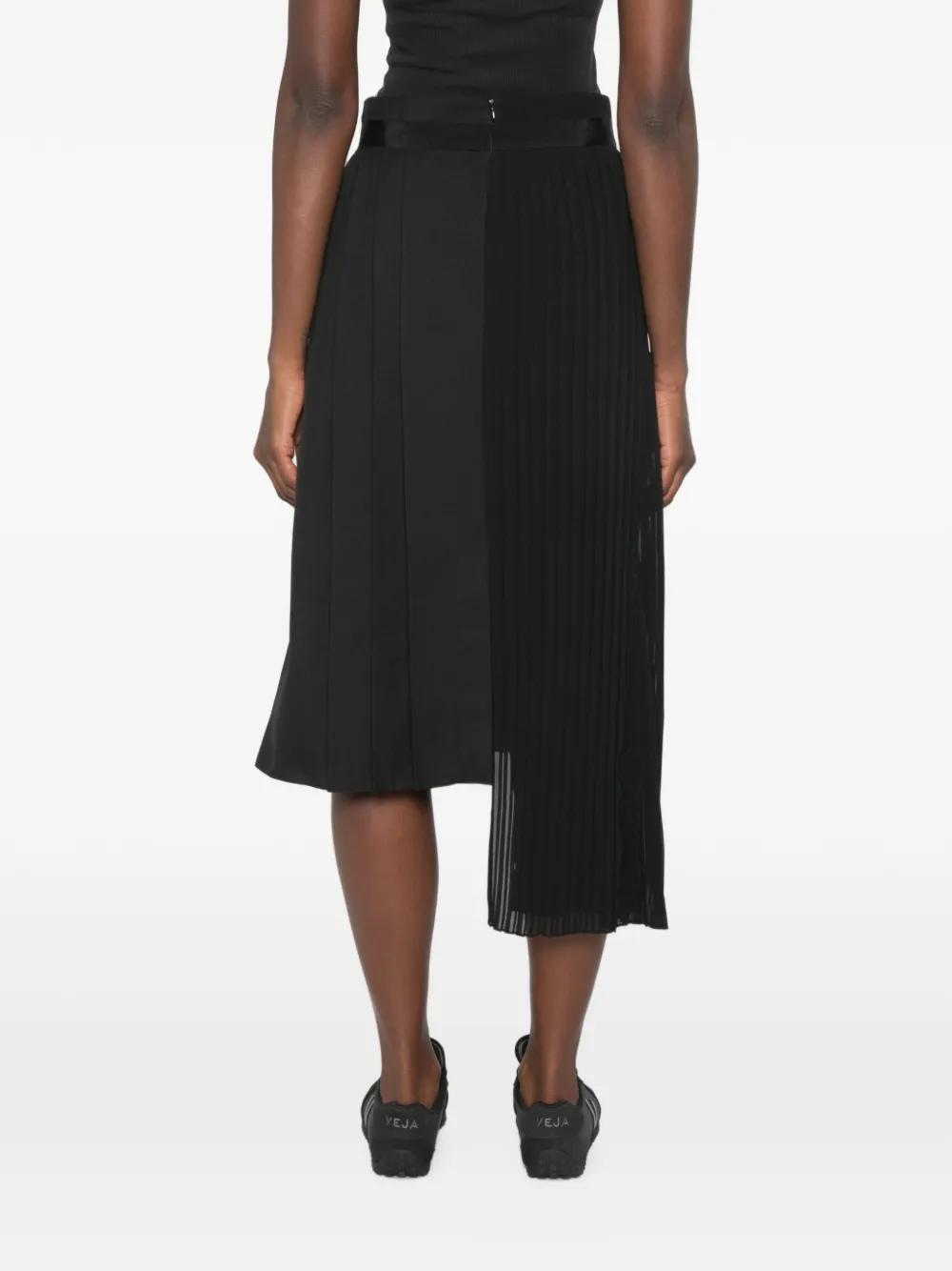 SANDRO Asymmetrische maxi-rok met plooien Zwart