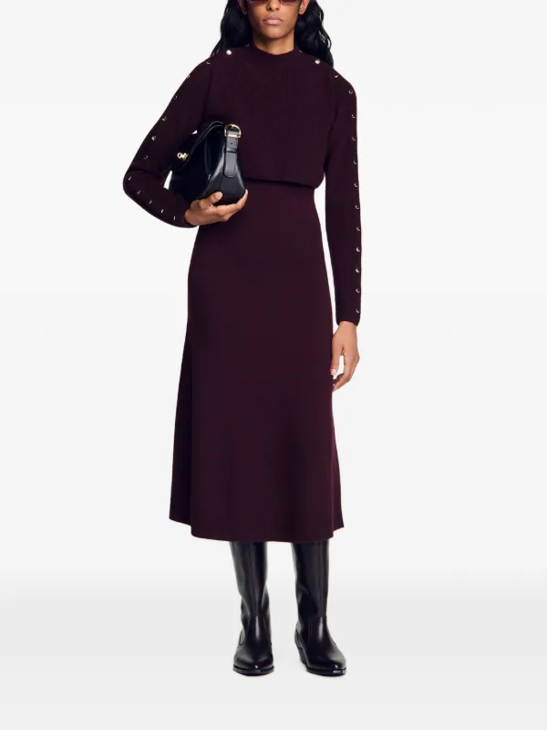 SANDRO 2-in-1 Knit Maxi Dress | Purple