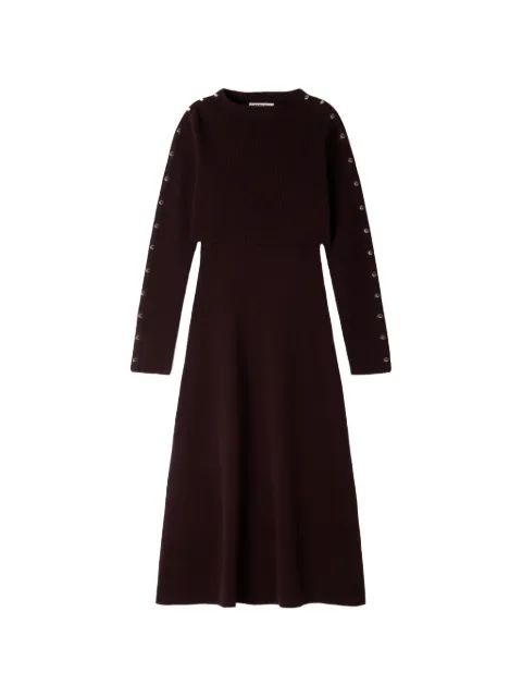 SANDRO vestido midi tejido con apliques