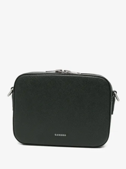 SANDRO small zip-fastening cross-hatch messenger bag