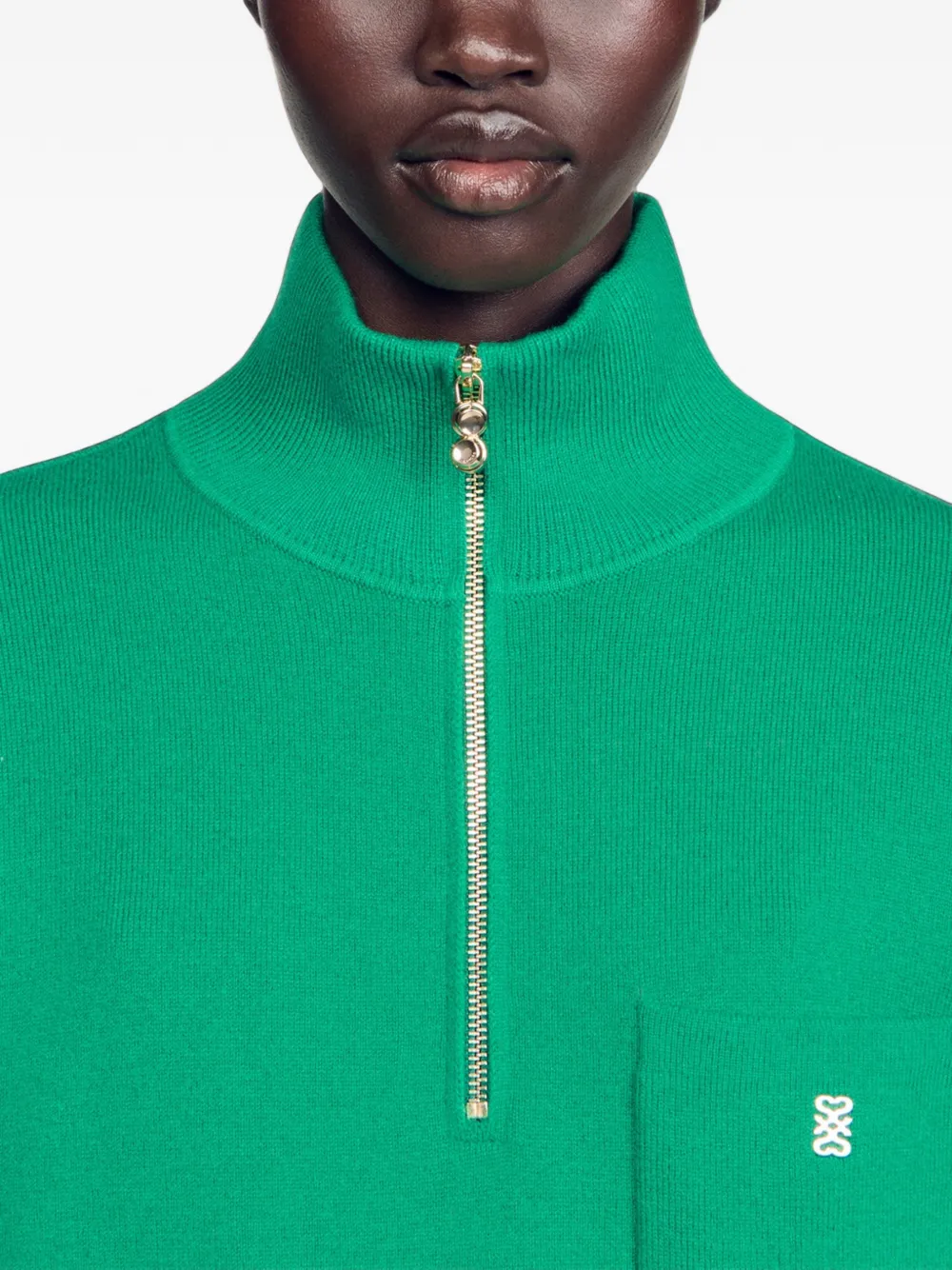 SANDRO Sweater met halve rits en borstzak Groen